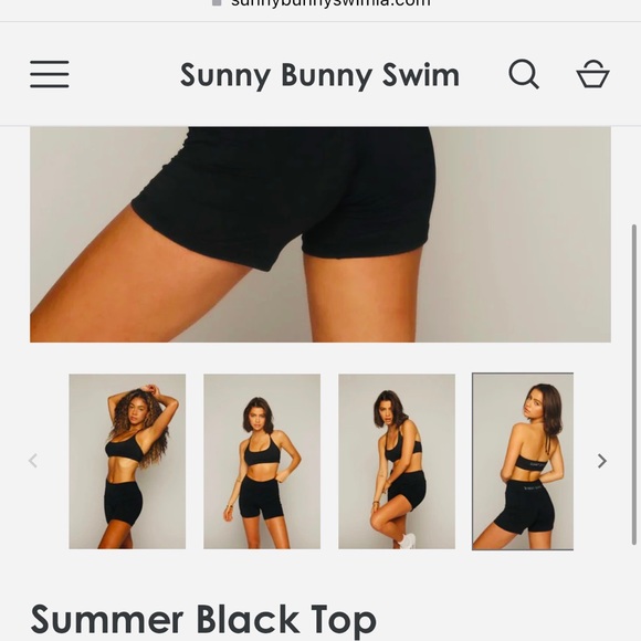 SUNNY BUNNY SWIM Summer Black Top adjustable tie removable pads NEW M - Picture 5 of 11